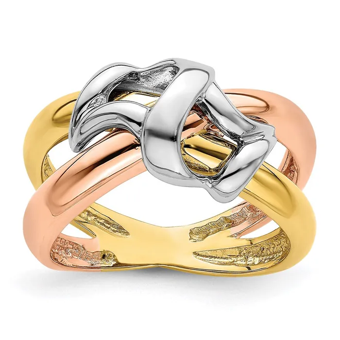 Goldia Rings 14k Tricolor Gold Polished Woven Band