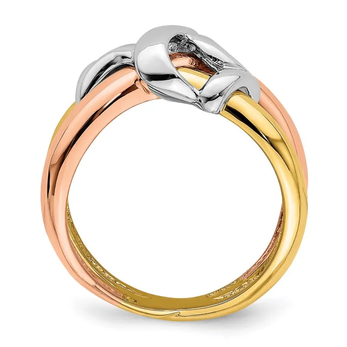 Goldia Rings 14k Tricolor Gold Polished Woven Band