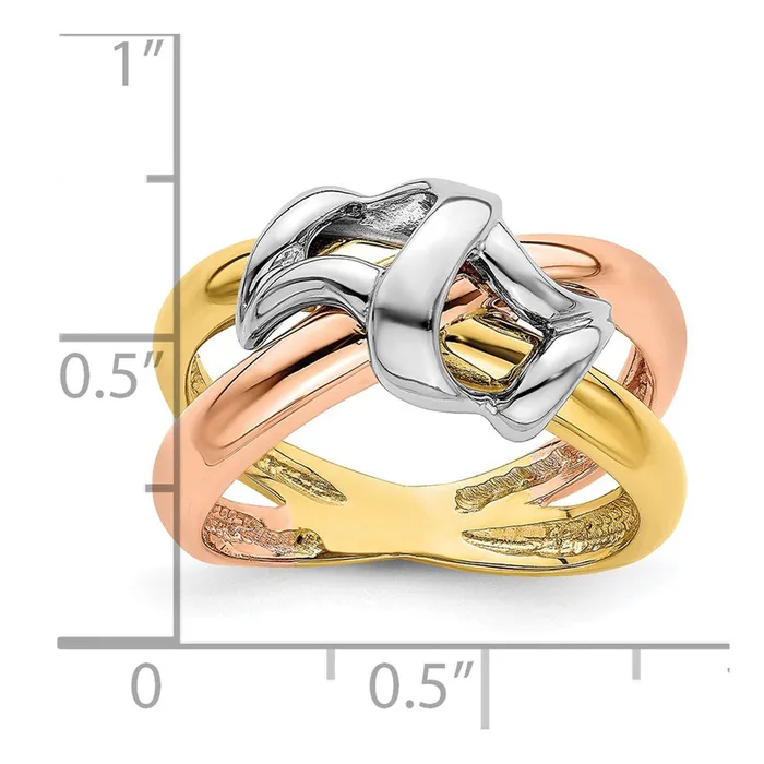 Goldia Rings 14k Tricolor Gold Polished Woven Band