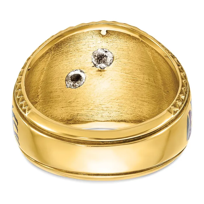 Goldia Rings 14k Twotone Gold Mens Polished and Textured with Multicolor Enamel Masonic Shriners Ring