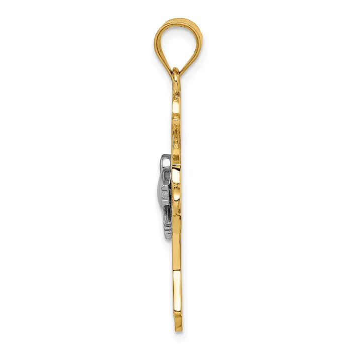 Goldia Rings 14k Twotone Gold Polished Dove Cross Pendant