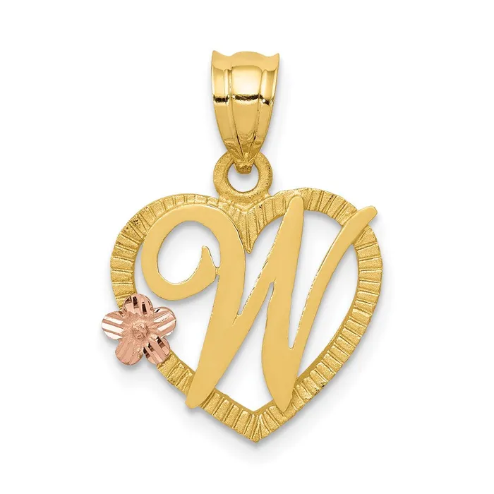 Goldia Rings 14k Twotone Gold Twotone Gold Heart Letter W Initial Pendant