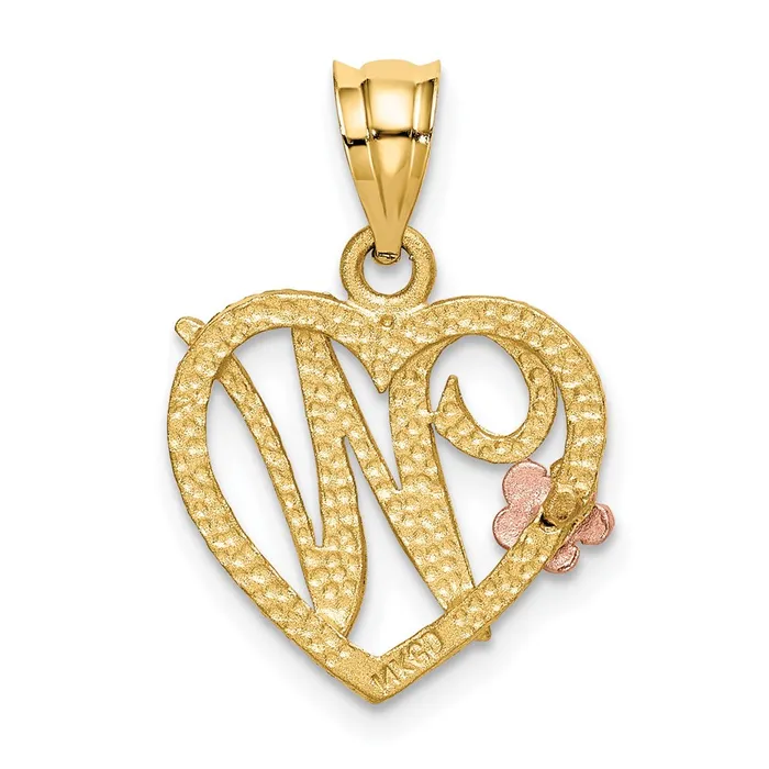 Goldia Rings 14k Twotone Gold Twotone Gold Heart Letter W Initial Pendant