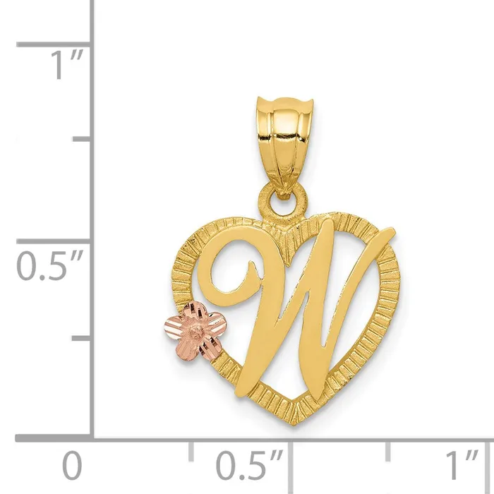 Goldia Rings 14k Twotone Gold Twotone Gold Heart Letter W Initial Pendant