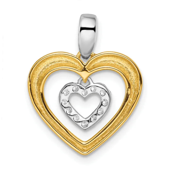 Goldia Rings 14k Twotone Two Tone 16 Ct Lab Grown Diamond VSSI G Dangle Double Heart Pendant