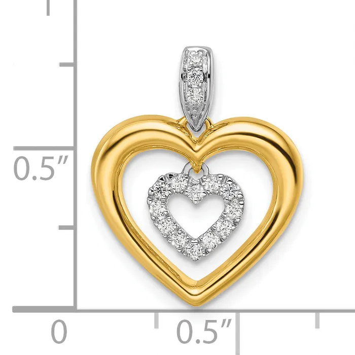 Goldia Rings 14k Twotone Two Tone 16 Ct Lab Grown Diamond VSSI G Dangle Double Heart Pendant