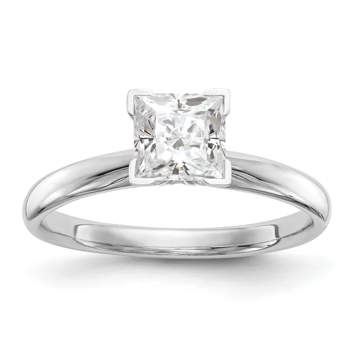 Goldia Rings 14k White Gold 12 Ct VSSI G Lab Grown Diamond Princess Solitaire Medium Weight Comfort Fit Vend Four Prong Ring