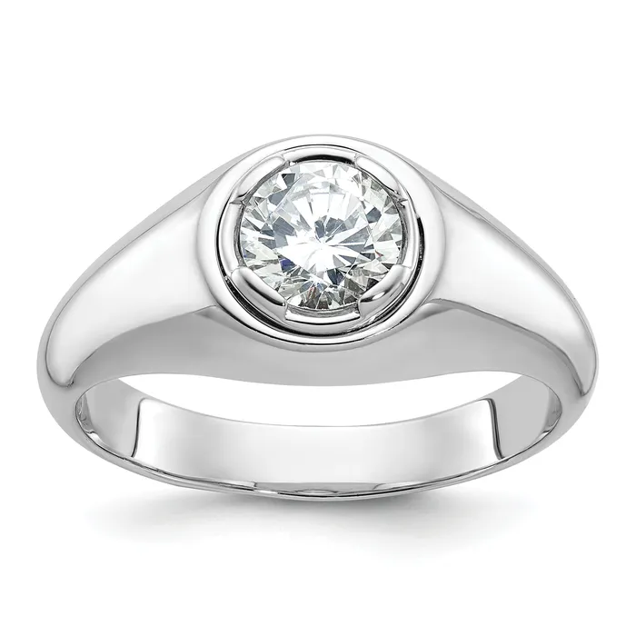 Goldia Rings 14k White Gold 1 Ct Lab Grown Diamond VSSI G Round Mens Ring