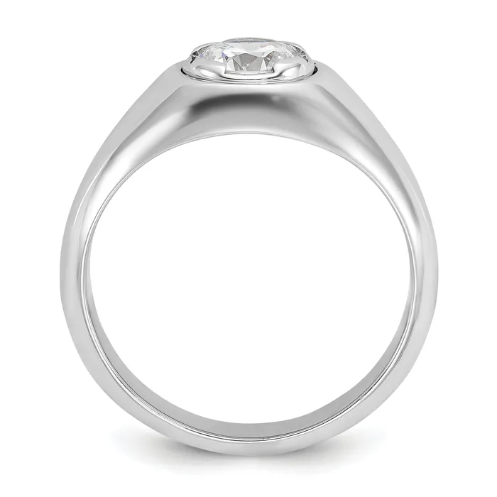 Goldia Rings 14k White Gold 1 Ct Lab Grown Diamond VSSI G Round Mens Ring
