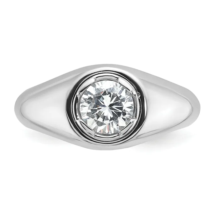 Goldia Rings 14k White Gold 1 Ct Lab Grown Diamond VSSI G Round Mens Ring