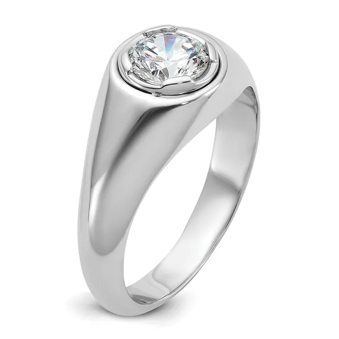 Goldia Rings 14k White Gold 1 Ct Lab Grown Diamond VSSI G Round Mens Ring