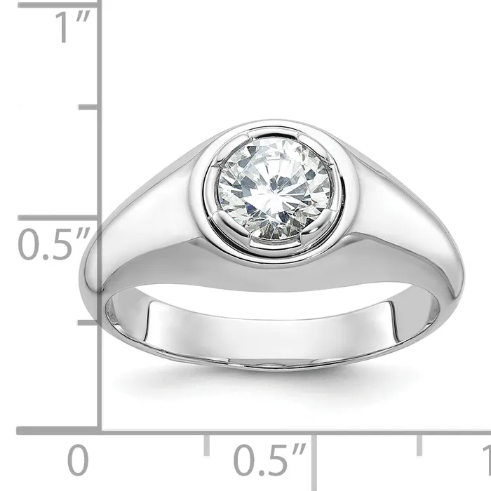 Goldia Rings 14k White Gold 1 Ct Lab Grown Diamond VSSI G Round Mens Ring