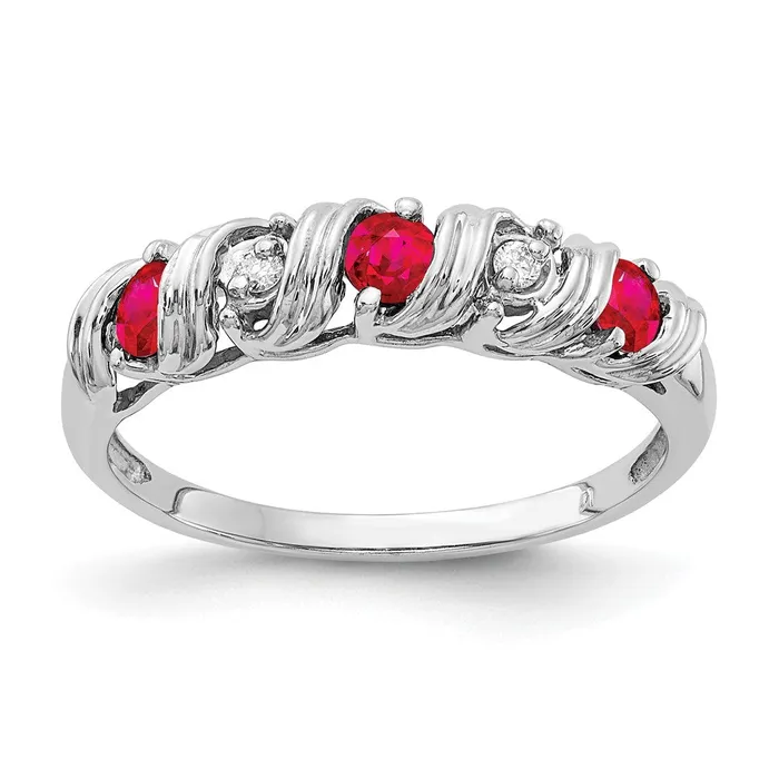 Goldia Rings 14k White Gold 275mm Ruby AAA Diamond ring