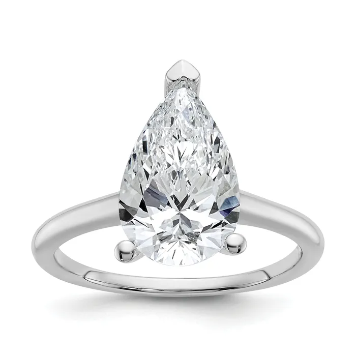 Goldia Rings 14k White Gold 3 Ct Certified Lab Grown Diamond VSSI G Pear Solitare Engagement Ring