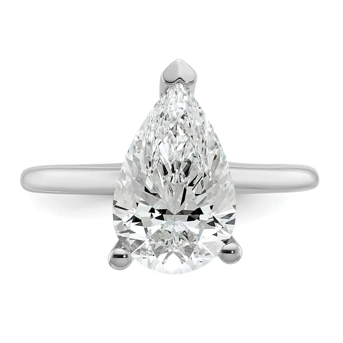 Goldia Rings 14k White Gold 3 Ct Certified Lab Grown Diamond VSSI G Pear Solitare Engagement Ring