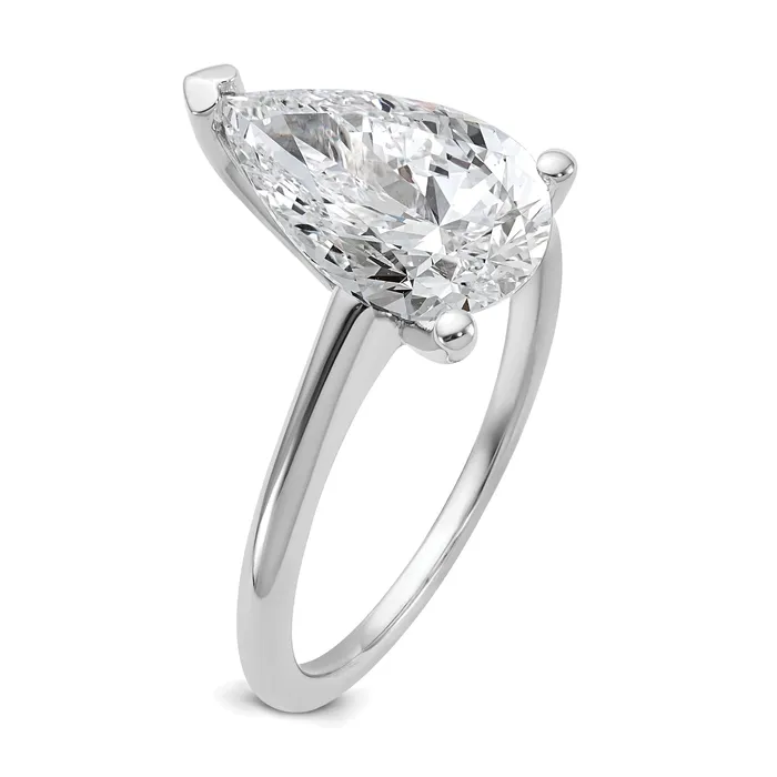 Goldia Rings 14k White Gold 3 Ct Certified Lab Grown Diamond VSSI G Pear Solitare Engagement Ring