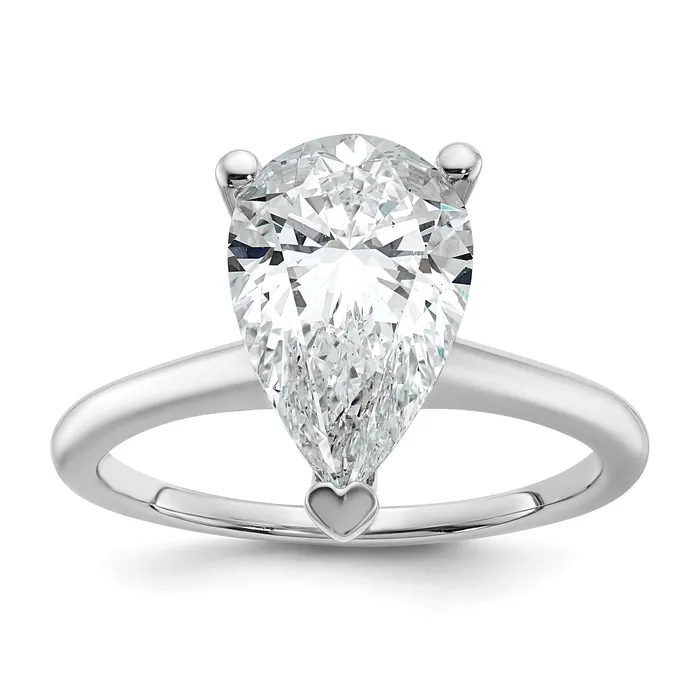 Goldia Rings 14k White Gold 3 Ct Certified Lab Grown Diamond VSSI G Pear Solitare Engagement Ring