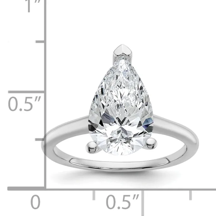 Goldia Rings 14k White Gold 3 Ct Certified Lab Grown Diamond VSSI G Pear Solitare Engagement Ring
