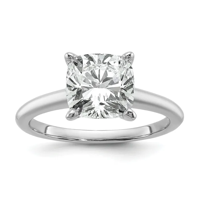 Goldia Rings 14k White Gold 3 Ct Lab Grown Diamond VSSI G Cushion Solitare Engagement Ring