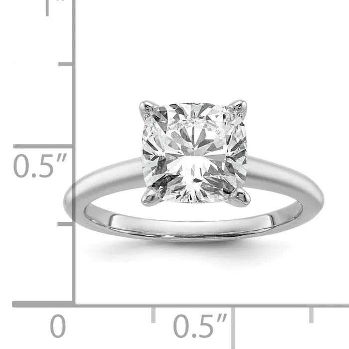 Goldia Rings 14k White Gold 3 Ct Lab Grown Diamond VSSI G Cushion Solitare Engagement Ring