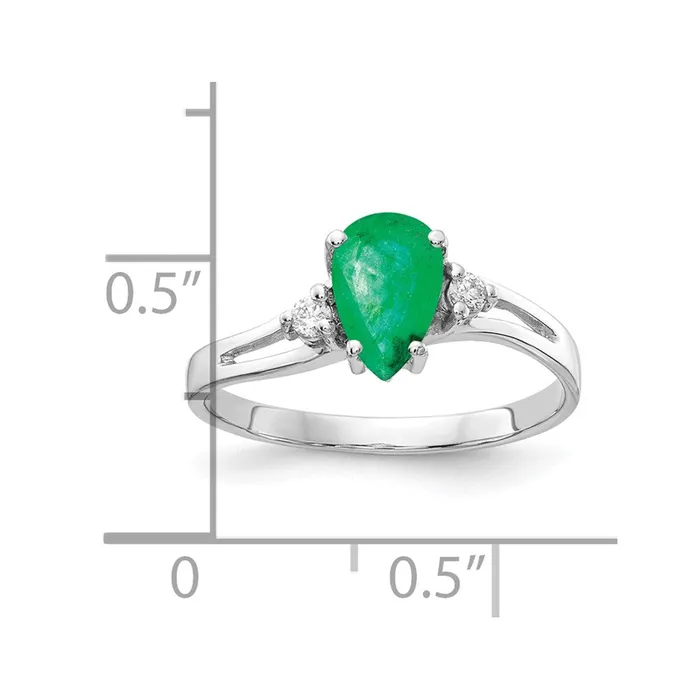 Goldia Rings 14k White Gold 7x5mm Pear Emerald A Real Diamond ring