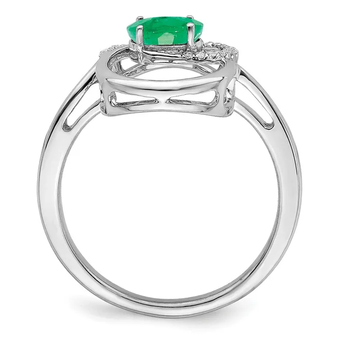 Goldia Rings 14k White Gold Double Circle Emerald Real Diamond Ring