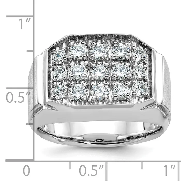 Goldia Rings 14k White Gold Mens Polished and Satin 15 carat Diamond Complete Ring