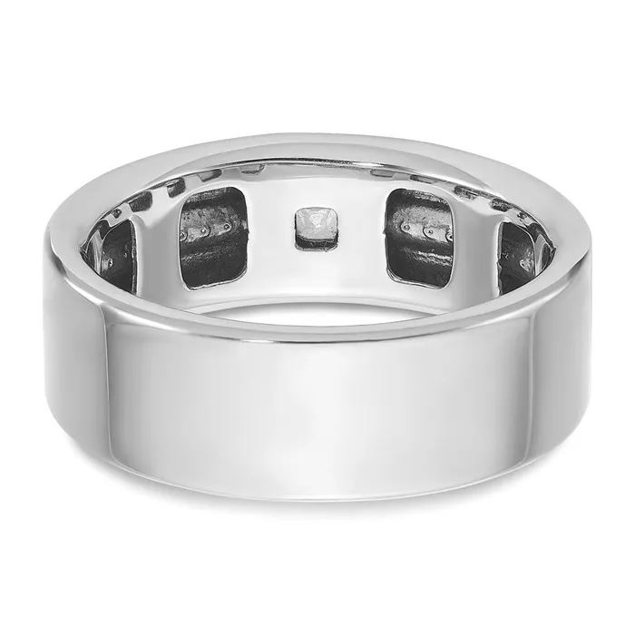 Goldia Rings 14k White Gold Mens Polished and Satin 15 carat Diamond Complete Ring