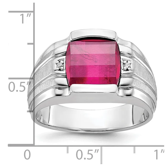 Goldia Rings 14k White Gold Mens Satin Gemstone and Diamond Ring Mounting