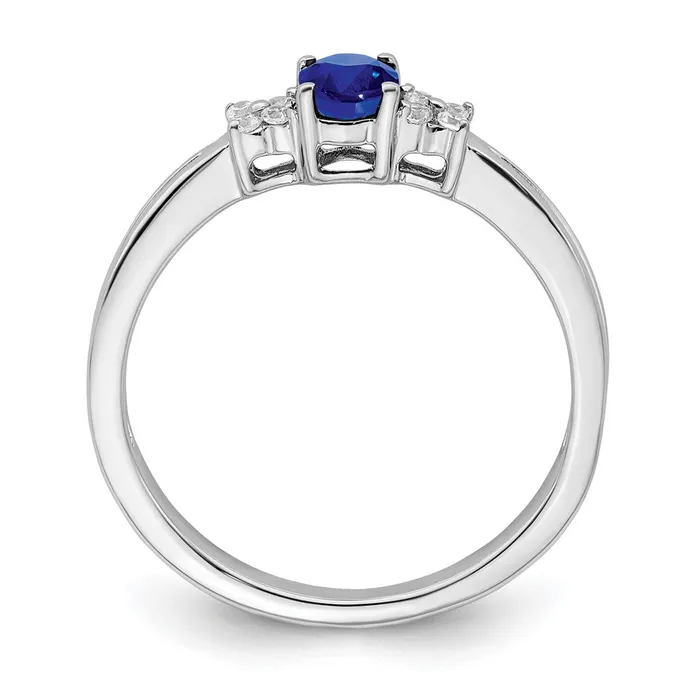 Goldia Rings 14k White Gold Oval Sapphire and Real Diamond Ring