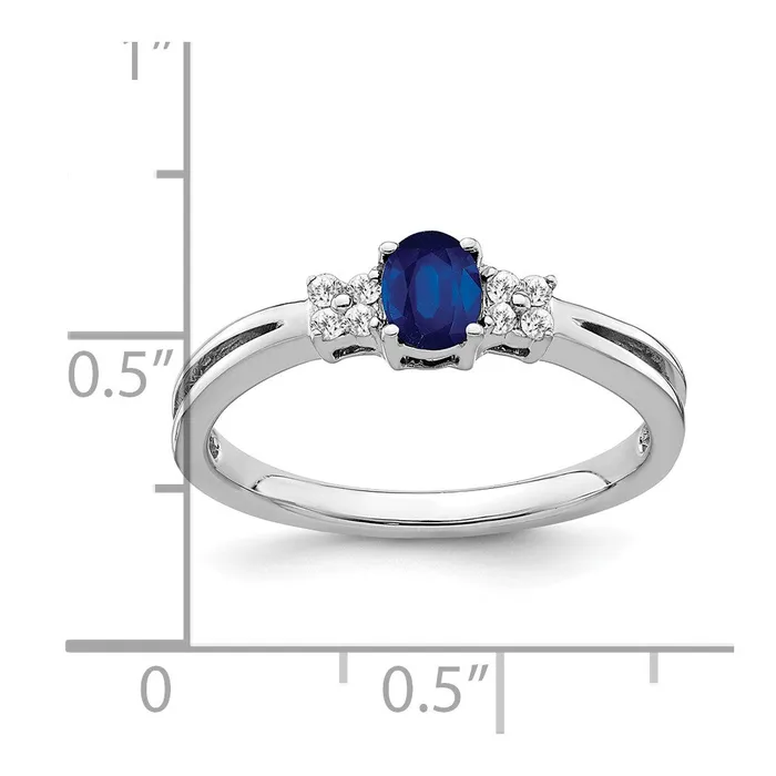 Goldia Rings 14k White Gold Oval Sapphire and Real Diamond Ring