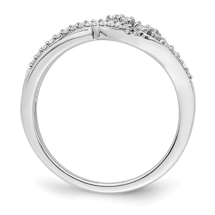 Goldia Rings 14k White Gold Polished Fancy Florina Wave Real Diamond Ring