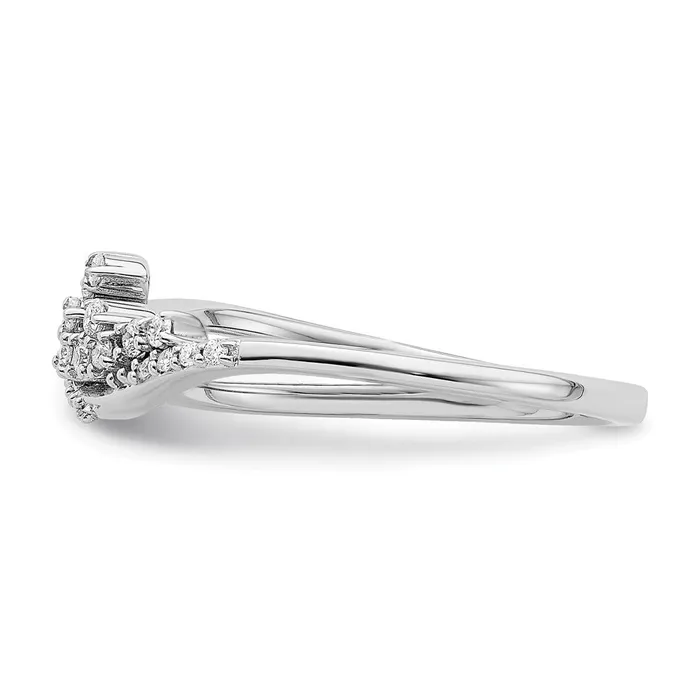 Goldia Rings 14k White Gold Polished Fancy Florina Wave Real Diamond Ring
