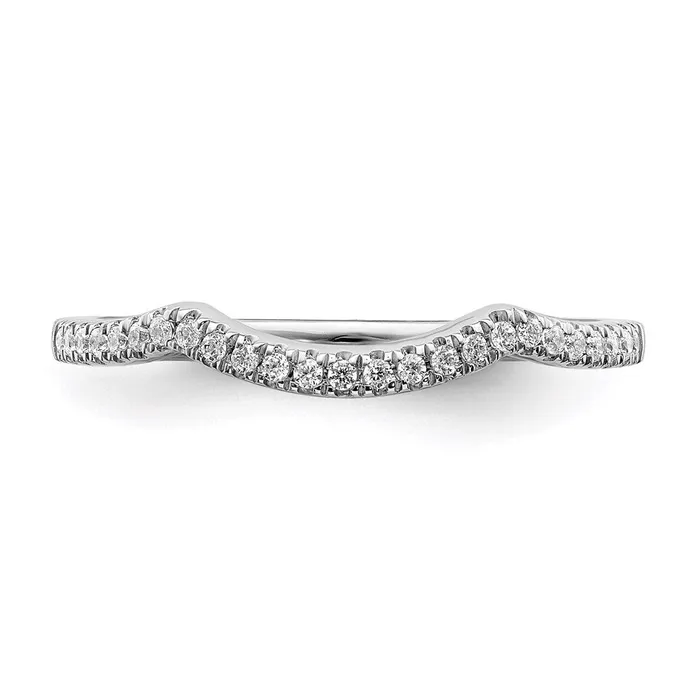 Goldia Rings 14k White Gold Real Diamond Contoured Wedding Band