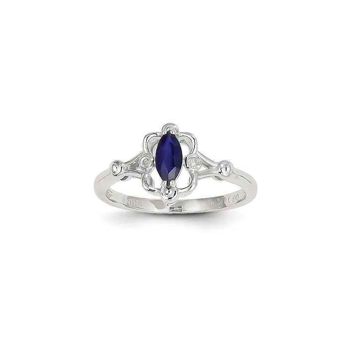 Goldia Rings 14k White Gold WG Sapphire Dia Ring