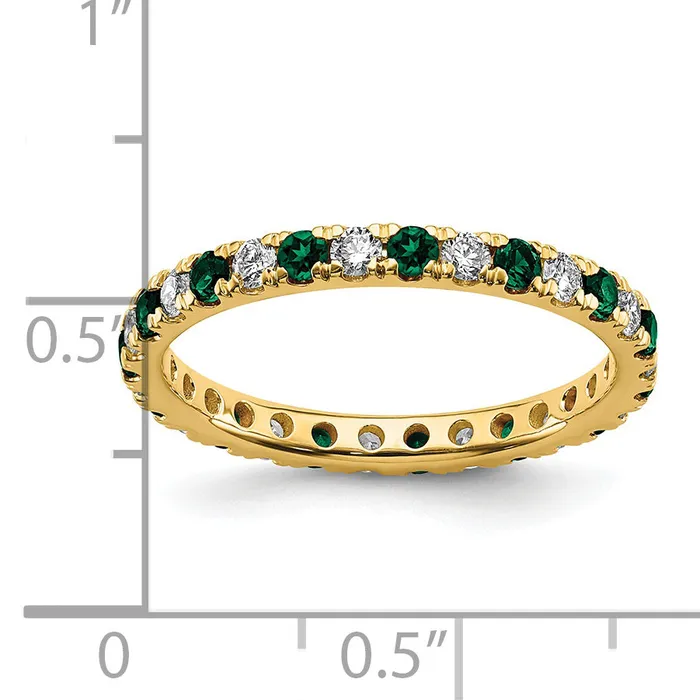 Goldia Rings 14k Yellow Gold 12 Ct Lab Grown Diamond VSSI G and Lab Created Emerald Eternity Band Ring