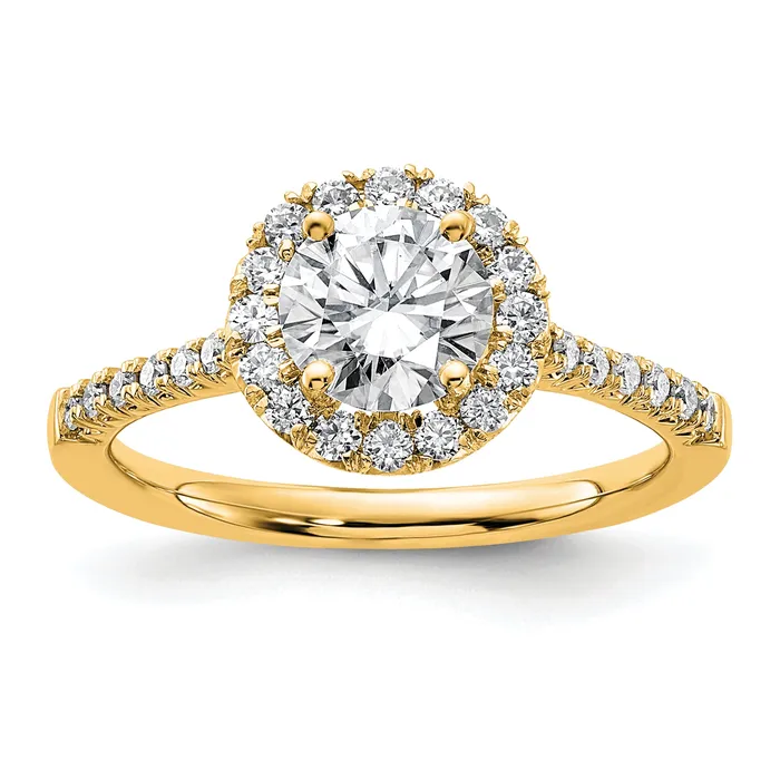 Goldia Rings 14k Yellow Gold 13 Ct Lab Grown Diamond VSSI G 1 Ct Center Round Engagement Ring