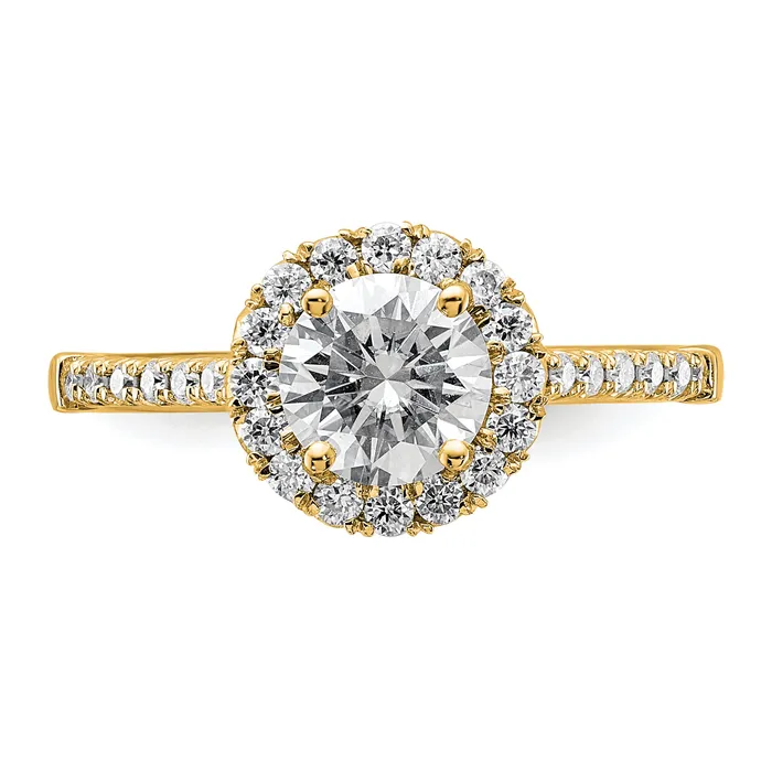 Goldia Rings 14k Yellow Gold 13 Ct Lab Grown Diamond VSSI G 1 Ct Center Round Engagement Ring