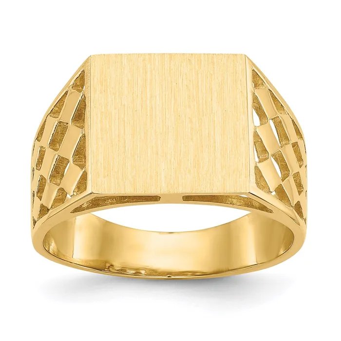 Goldia Rings 14K Yellow Gold 120x125mm Open Back Mens Signet Ring