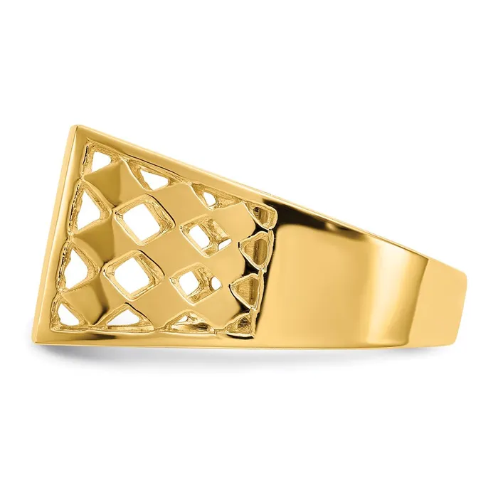 Goldia Rings 14K Yellow Gold 120x125mm Open Back Mens Signet Ring