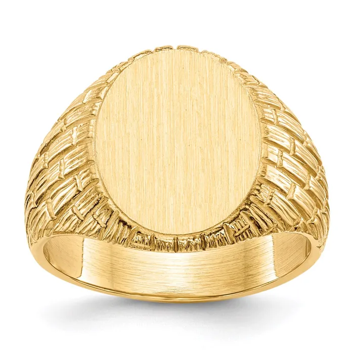 Goldia Rings 14K Yellow Gold 150x120mm Closed Back Mens Signet Ring