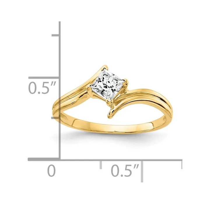 Goldia Rings 14K Yellow Gold 4mm Princess Cut Cubic Zirconia ring