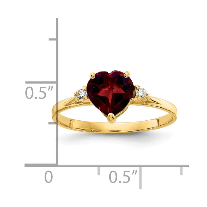 Goldia Rings 14K Yellow Gold 7mm Heart Garnet A Real Diamond ring