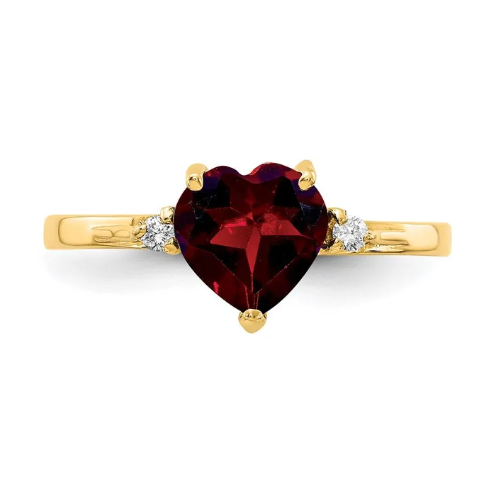 Goldia Rings 14K Yellow Gold 7mm Heart Garnet A Real Diamond ring