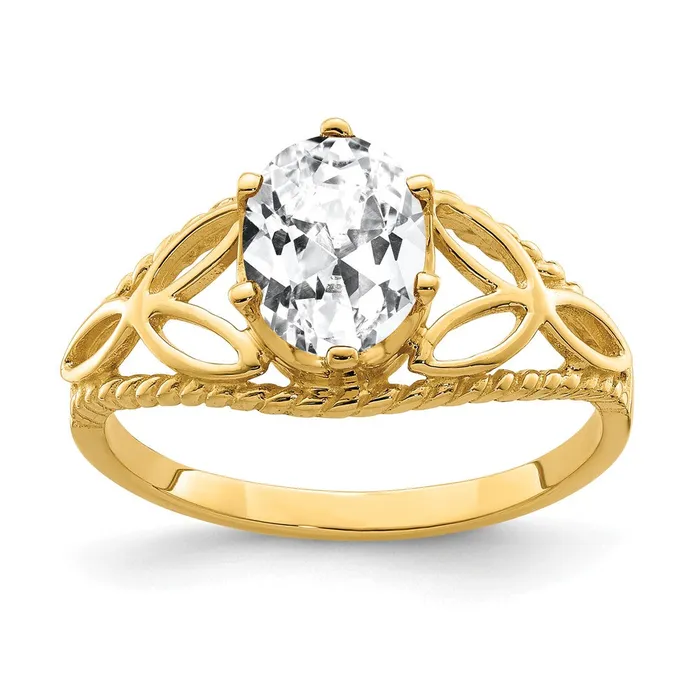 Goldia Rings 14K Yellow Gold 8x6mm Oval Cubic Zirconia ring