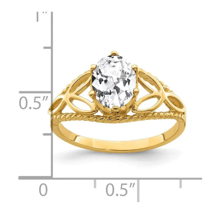 Goldia Rings 14K Yellow Gold 8x6mm Oval Cubic Zirconia ring