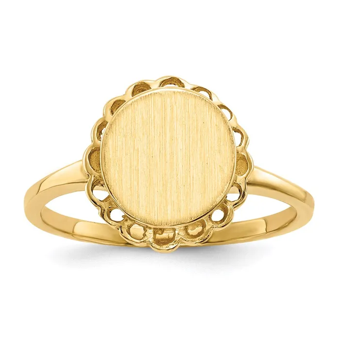 Goldia Rings 14K Yellow Gold 90x85mm Open Back Signet Ring