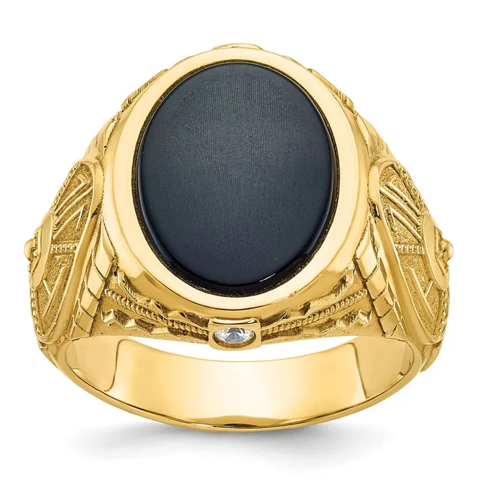 Goldia Rings 14k Yellow Gold Mens Gemstone and Diamond Ring Mounting