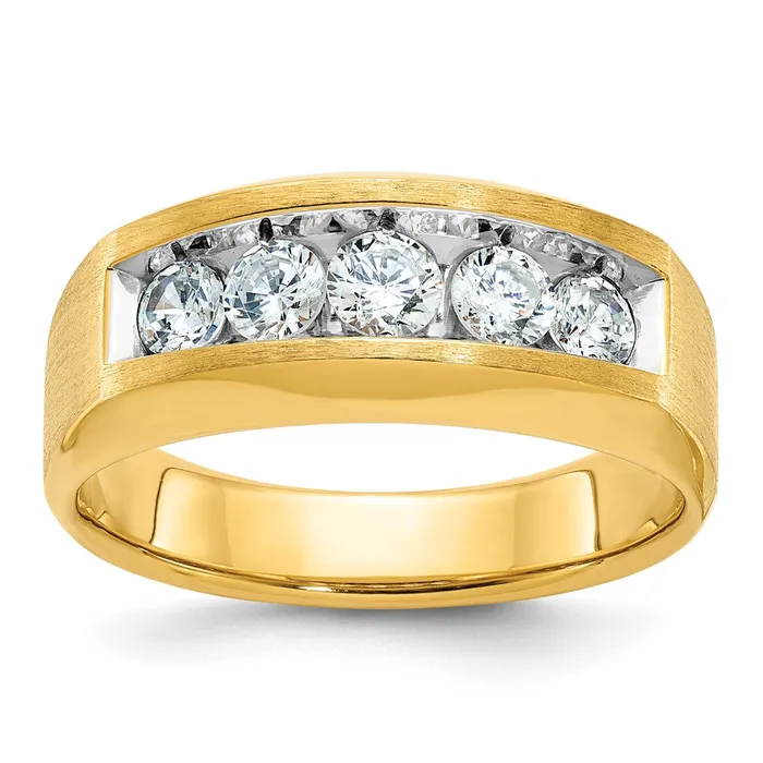 Goldia Rings 14k Yellow Gold Mens Satin Finish 1 carat Diamond Complete Ring