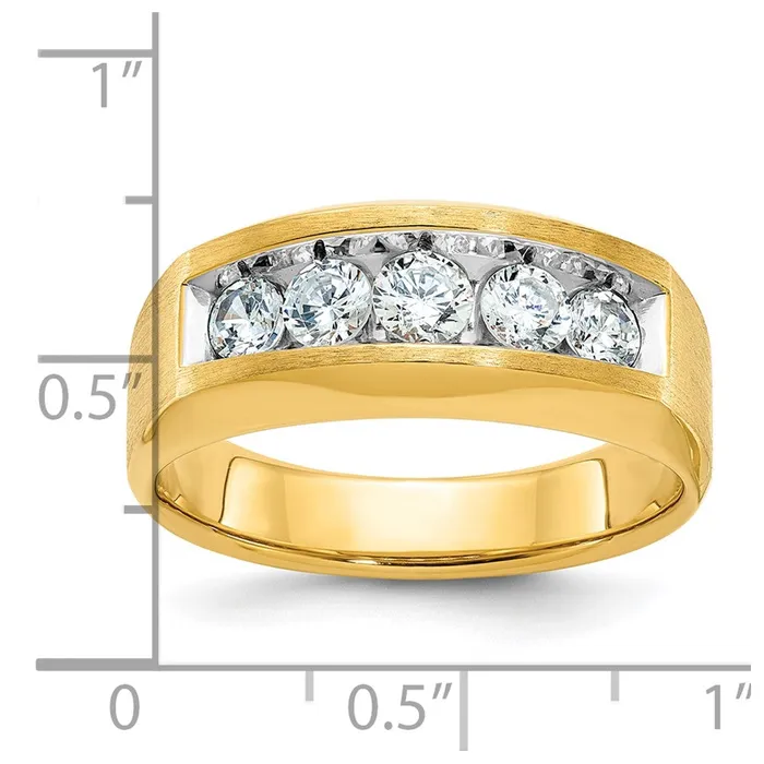 Goldia Rings 14k Yellow Gold Mens Satin Finish 1 carat Diamond Complete Ring